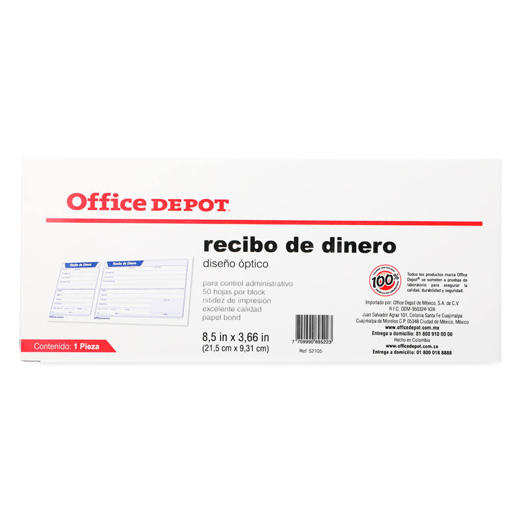 recibo de dinero office depot 
