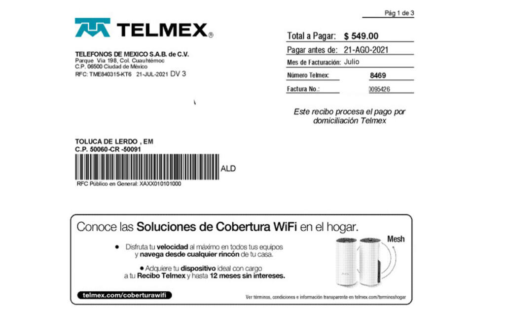 Descarga tu Recibo Telmex